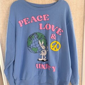 Blue Peace Love & Unity Looney Tunes Sweatshirt Comfortable